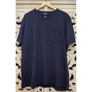 Polo Ralph Lauren Pocket T Shirt Mens XL Navy Blue Red Pony Cotton Crew Neck Tee